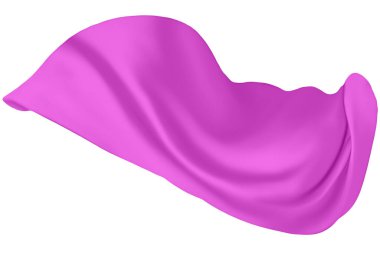 Purple silk flying on white background, Abstract background of magenta wavy silk or satin