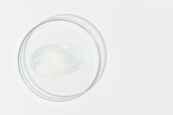 Placa Petri Sobre Fondo Claro Con Una Mancha Gel Transparente — Foto de Stock