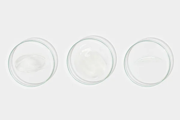 Set Petri Dishes Smeared Gel Different Shapes View — Stock Photo, Image