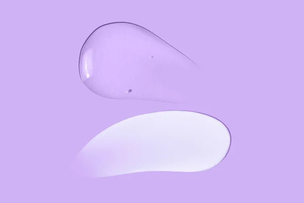 Textura Frotis Crema Textura Frotis Gel Transparente Sobre Fondo Púrpura —  Fotos de Stock