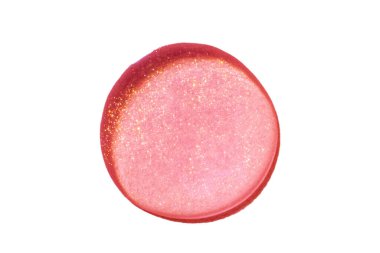 Büyük gül altın damlası. Ya da pırıltılı sıvı pembe. Beyaz bir arka planda izole edilmiş. Laboratuvar, kimya, kozmetik, sim.