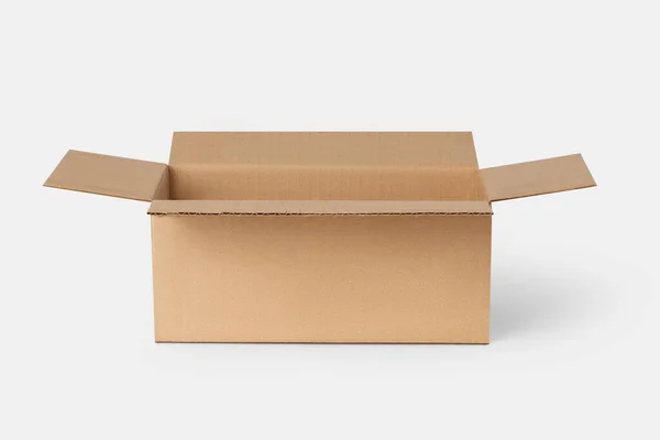 Caja Cartón Para Entrega Paquetes Sobre Fondo Claro — Foto de Stock