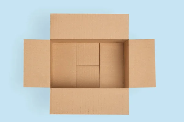 Kartónová Krabice Doručení Balíky Modrém Modrém Pozadí — Stock fotografie
