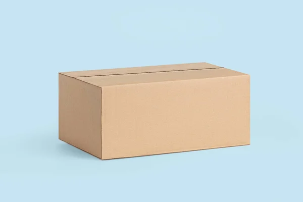 Pudełko Kartonowe Dostawę Paczki Niebieskim Tle — Zdjęcie stockowe