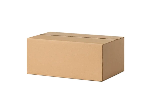 Caja Cartón Para Entrega Paquetes Aislado Sobre Fondo Blanco — Foto de Stock