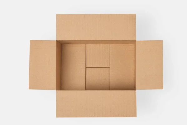 Caja Cartón Para Entrega Paquetes Sobre Fondo Claro —  Fotos de Stock