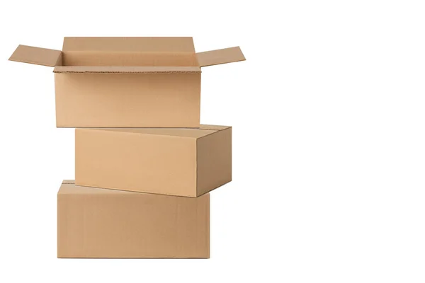 Krabice Dodání Balíky Izolováno Bílém Pozadí — Stock fotografie