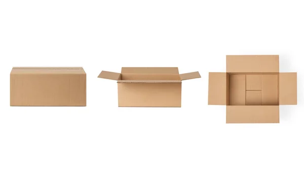 Krabice Dodání Balíky Izolováno Bílém Pozadí — Stock fotografie
