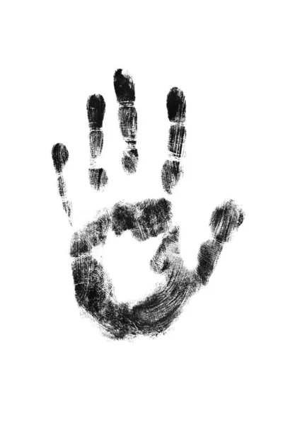 Impressão Mão Preto Isolado Fundo Branco — Fotografia de Stock