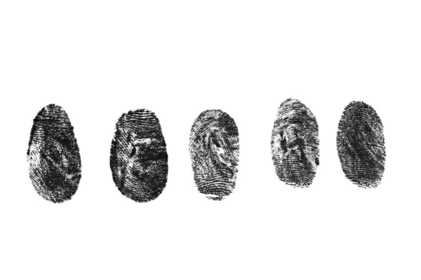 Impronte Digitali Sono Nere Sfondo Bianco — Foto Stock