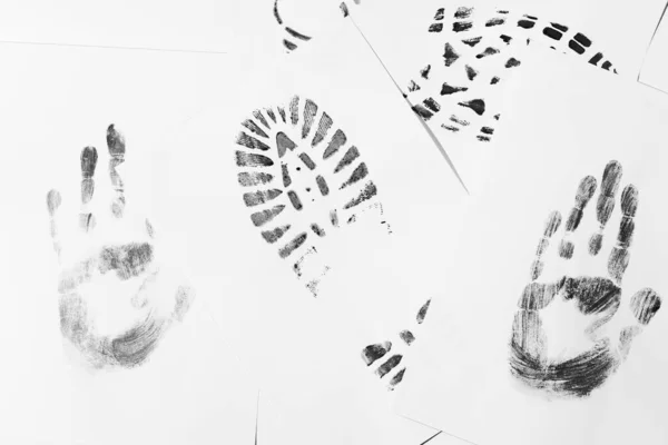 stock image Shoe and palm prints.  For study in the crime lab. 