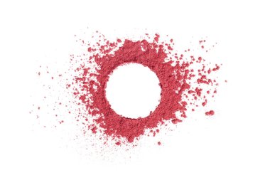 Yanaklar için kızarma ve yazı çerçevesi şeklinde dağılmış yüz. Beyaz arkaplanda pembe allık dokusu. 