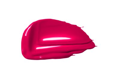 Ruj lekesi, dudak parlatıcısı, boya, pembe. Beyaz bir arkaplanda izole edilmiş. 