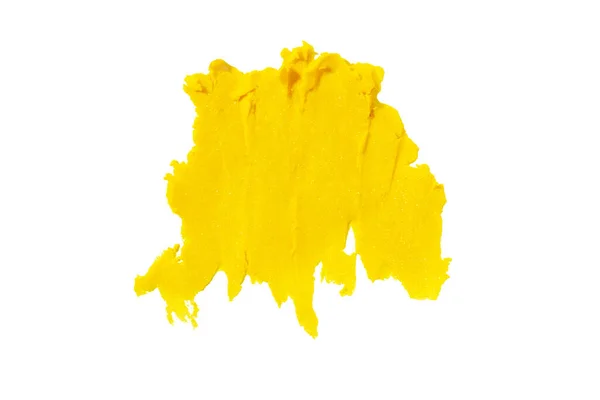 Textura Manchada Pintura Crema Arcilla Amarillo Sobre Fondo Blanco — Foto de Stock