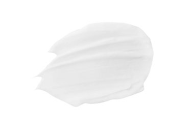 Beyaz arka planda gölgesi olmayan beyaz kozmetik krem lekesi. İzole edilmiş.