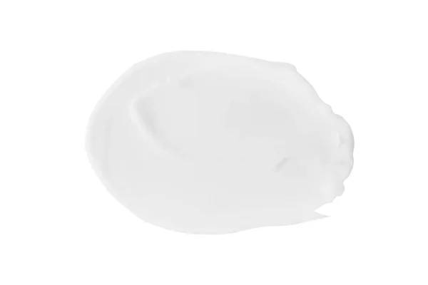Ein Abstrich Weißer Kosmetikcreme Ohne Schatten Auf Weißem Hintergrund Isoliert — Stockfoto