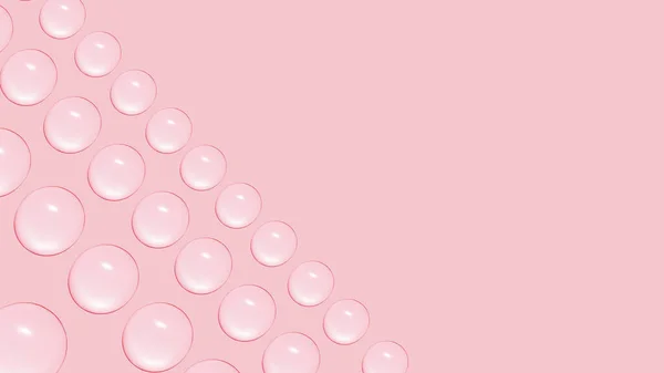 stock image Drops of clear gel or water in rows. On a pink background.