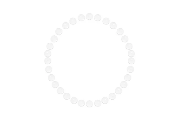 Gocce Gel Trasparente Acqua Sono Disposte Cerchio Sfondo Bianco — Foto Stock