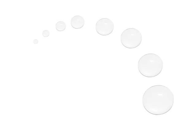 Краплі Прозорого Гелю Або Води Формі Півкола Зменшенням Розміру Білому — стокове фото