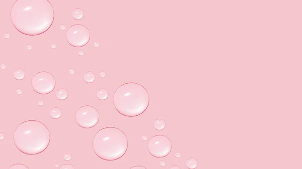 Drops Transparent Gel Water Different Sizes Pink Background — Stock Photo, Image