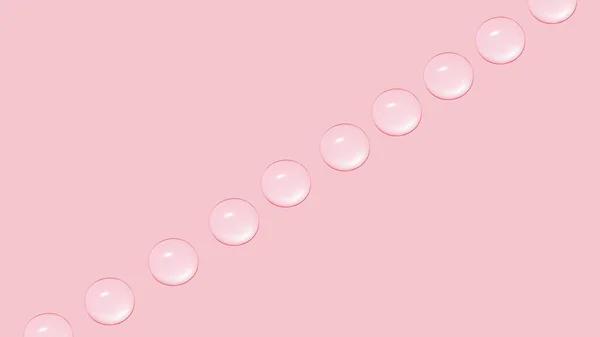 Tropfen Transparentes Gel Oder Wasser Hintereinander Auf Rosa Hintergrund — Stockfoto