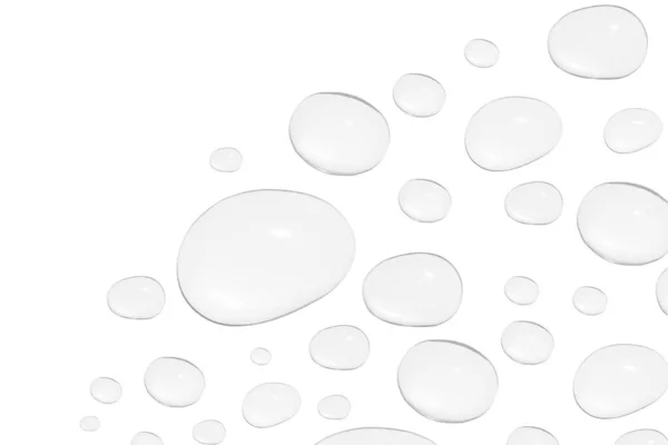 Tropfen Transparentes Gel Oder Wasser Verschiedenen Größen Auf Weißem Hintergrund — Stockfoto