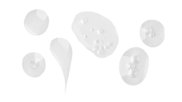 stock image Swabs of gel, large drops of gel. Bubbles.  Serum, gel, retinol, oil.