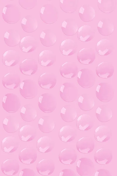 Gotas Redondas Soro Gel Transparente Contexto Rosa Gel Com Bolhas — Fotografia de Stock