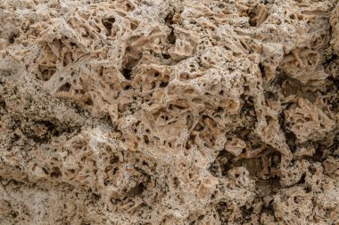 Taşın dokusu çentikli ve benekli. Delikler taştaki oyukları deliyor..