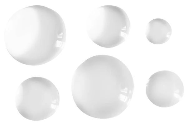 Una Serie Gocce Gel Trasparenti Sfondo Bianco — Foto Stock