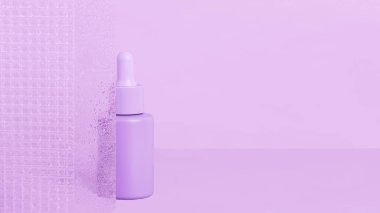 Şeffaf camların arkasında mor arka planda kozmetik kavanoz