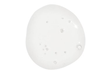 Smear, damla, temiz jel, beyaz arka planda serum.