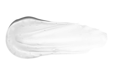 Şeffaf bir jelin büyük bir lekesi ya da damlası, serum. Boş şeffaf bir arkaplanda.