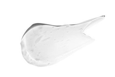 Şeffaf bir jelin büyük bir lekesi ya da damlası, serum. Boş şeffaf bir arkaplanda.