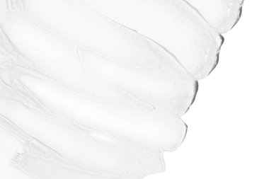 Bir sürü temiz jel, serum. Boş şeffaf bir arkaplanda.