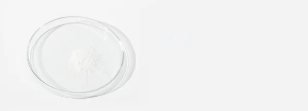 Fehér Por Petri Csészében Kokain Kannabinoid Gyógypor Antibiotikum Labor Kutatás — Stock Fotó