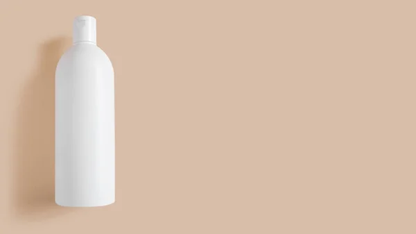 Witte Cosmetische Pot Beige Achtergrond — Stockfoto