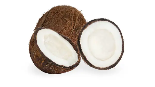 白い背景にココナッツとココナッツのセット — ストック写真