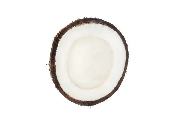 白い背景にココナッツの殻の半分のココナッツ — ストック写真