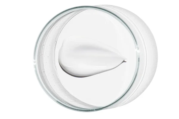 Petri Dish Isolated Empty Background Smear Cosmetic Cream Petri Dish — Stock Photo, Image
