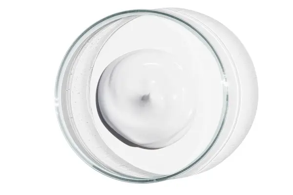 Petri Dish Isolated Empty Background Smear Cosmetic Cream Petri Dish — Stock Photo, Image