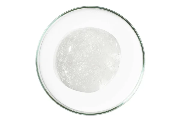 Petri Dish Isolated Empty Background Smear Transparent Gel Serum Petri — Stock Photo, Image