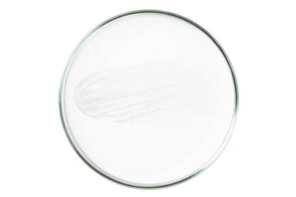 Placa Petri Isolada Fundo Vazio Esfregaço Gel Transparente Soro Uma — Fotografia de Stock