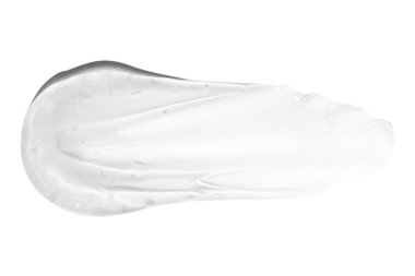Şeffaf bir jelin büyük bir lekesi ya da damlası, serum. Boş şeffaf bir arkaplanda.