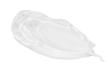 Şeffaf kozmetik jel lekesi. Boş bir arkaplanda.