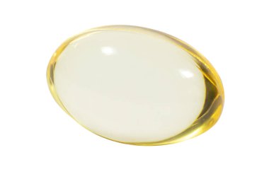 Boş arkaplanda şeffaf kapsül veya hap