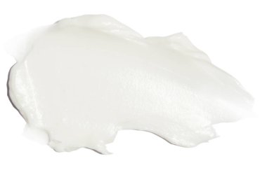 Boş bir arkaplanda bir krem lekesi.