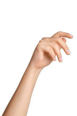 Boş arka planda bir kadının eli