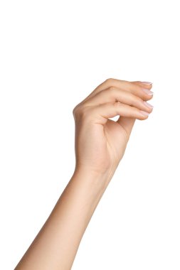 Boş arka planda bir kadının eli