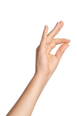 Boş arka planda bir kadının eli